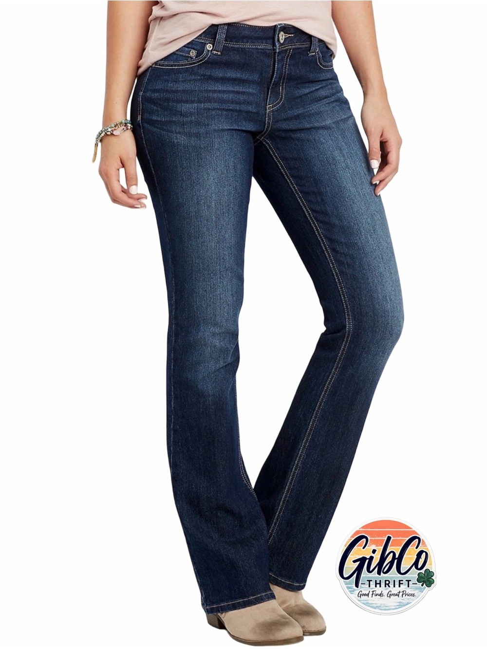 Maurices  - Size 5/6 Short - Mid Rise Straight Leg Bootcut Jean - Dark Blue Wash